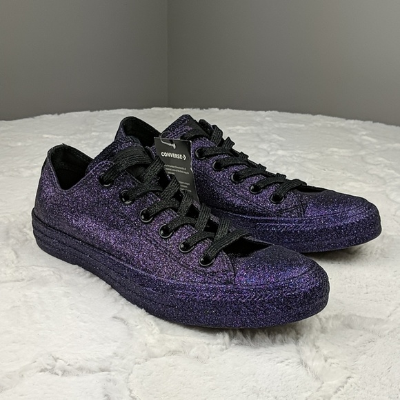 Purple glitter converse shoes Clearance